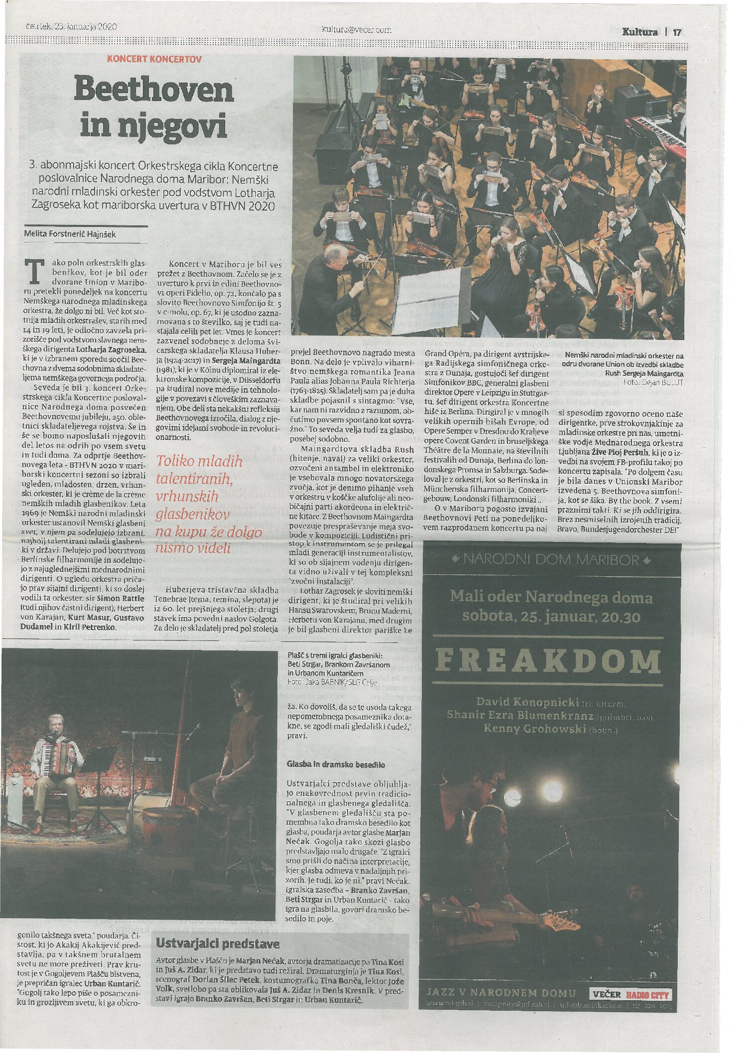 kritika   Nemški narodni mladinski orkester   Večer   23. 1. 2020 kritika - Nemški narodni mladinski orkester - Večer - 23. 1. 2020