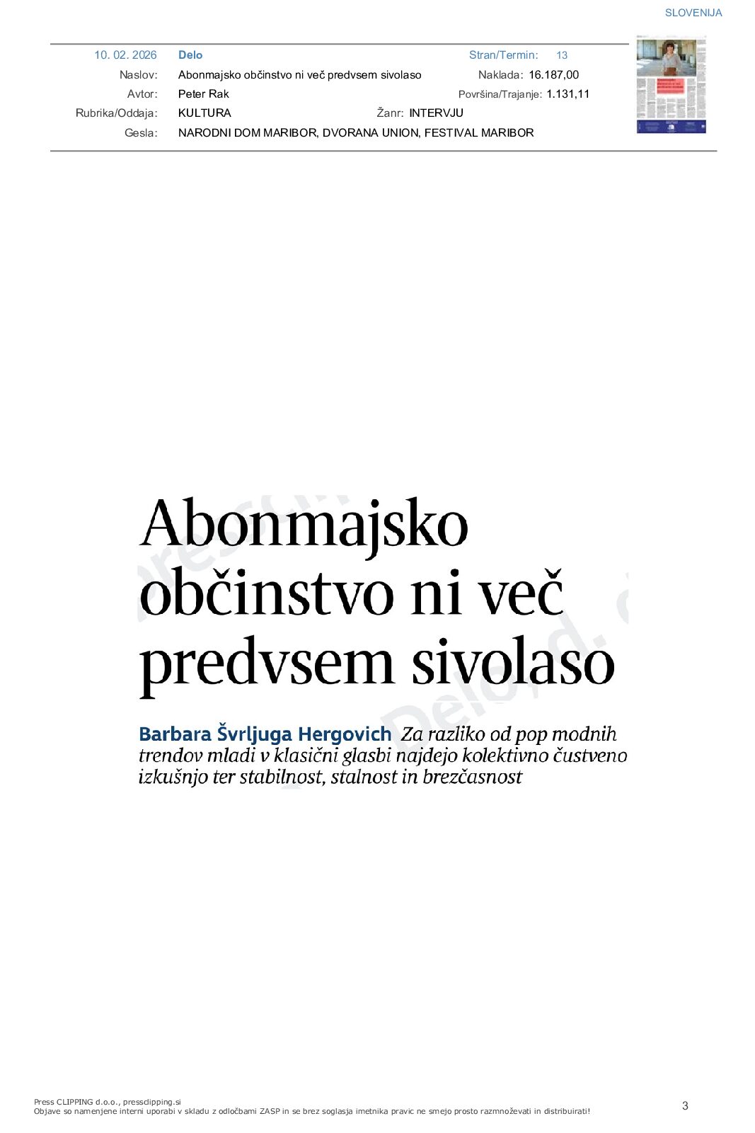 Abonmajsko občinstvo ni več predvsem sivolaso